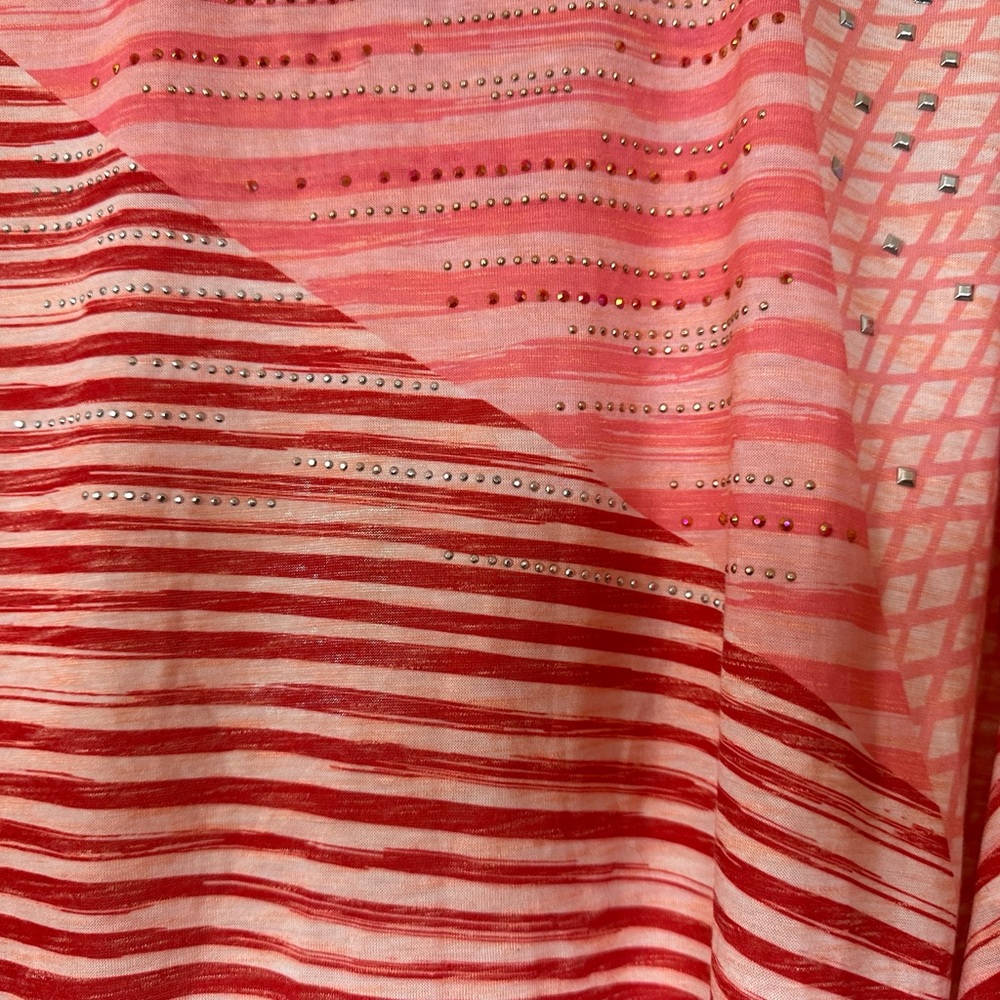B.L.E.U. Patterned Knit-back Swing Oversized Tank Top‎ Size L Pink/Coral - Picture 4 of 8